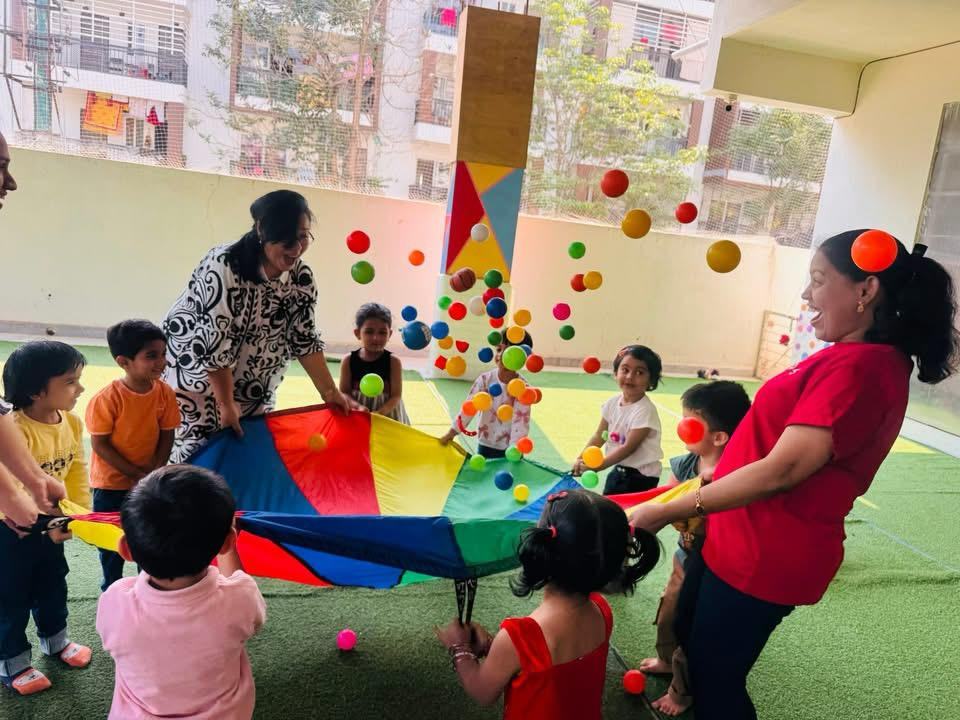 Parachute play with balls