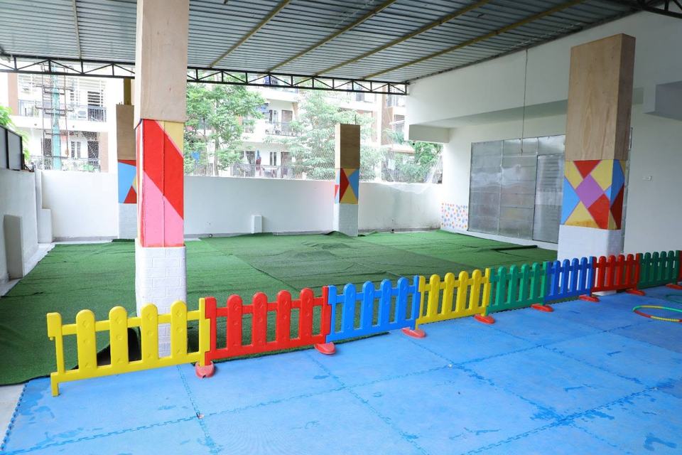 Play area with turf